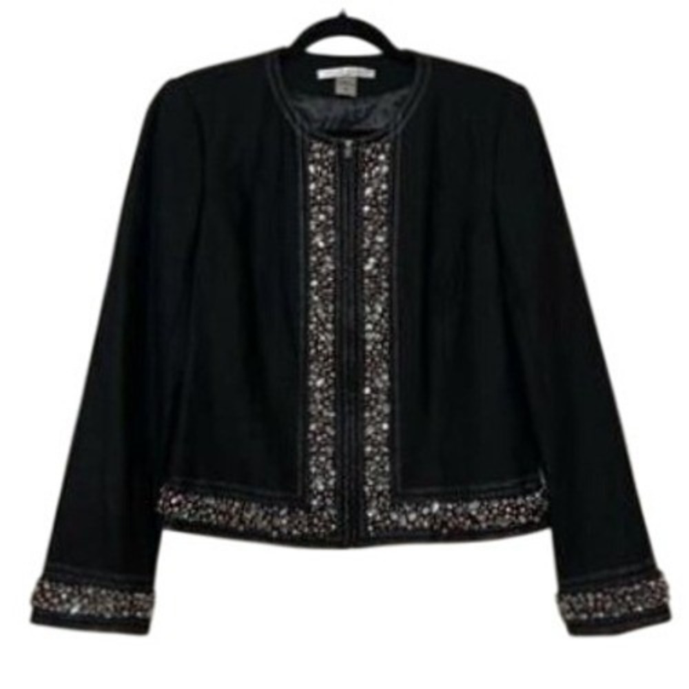 Peter Nygard Blazer Women's Size 12 Black Jeweled Beaded‎ Vintage Y2K
